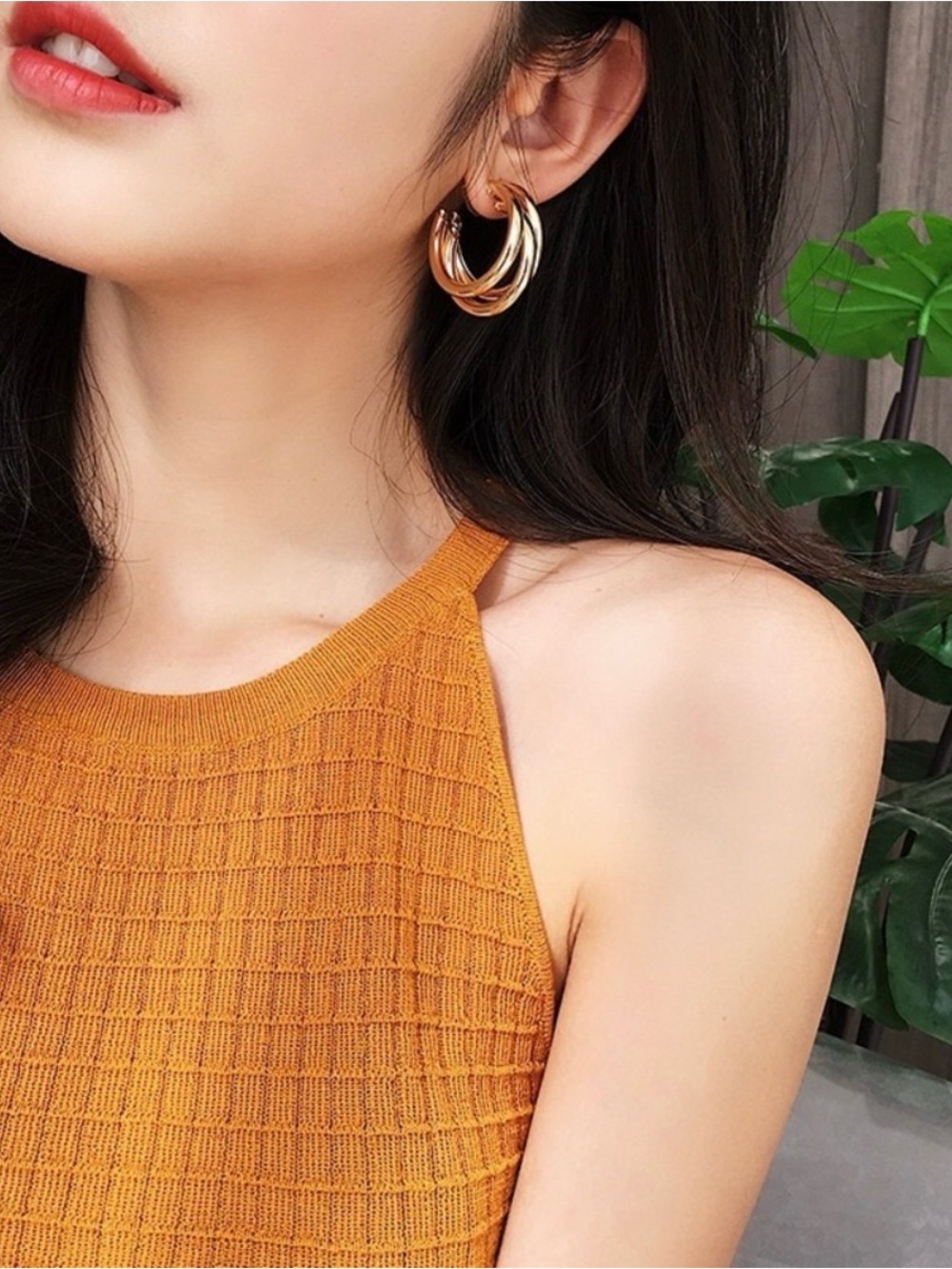 Triple Circular Shining Gold
Earrings